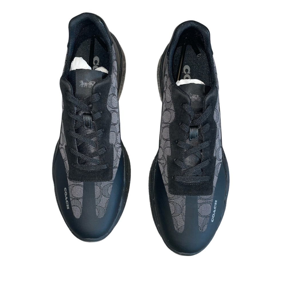 Coach CitySole Runner Sneakers in Black Signature Jacquard. 